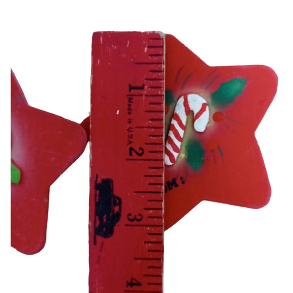 🎁 Vintage Ornament Gift Tags Candy Cane & Red Stars Set of 3 🎄🌟🍬 - Picture 7 of 12